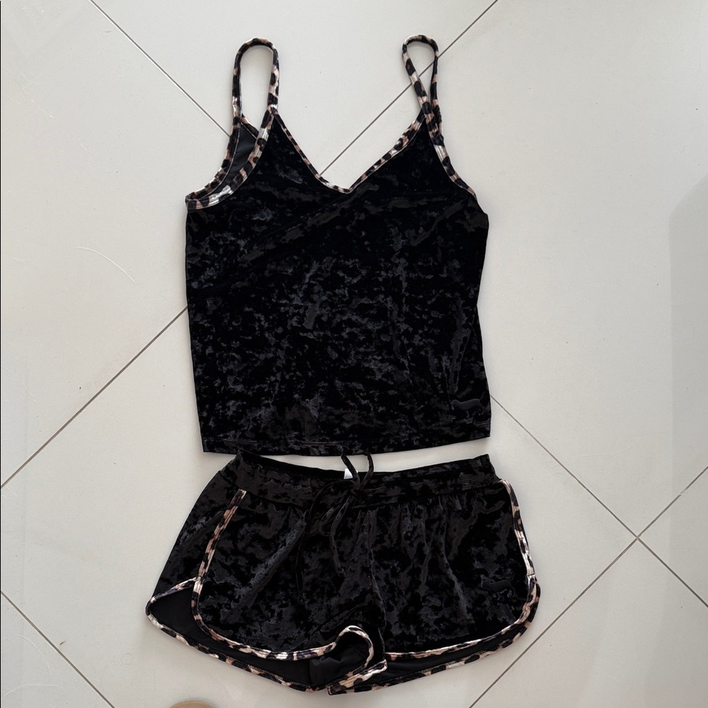 PINK Victoria's Secret Black Velvet Pajama Set